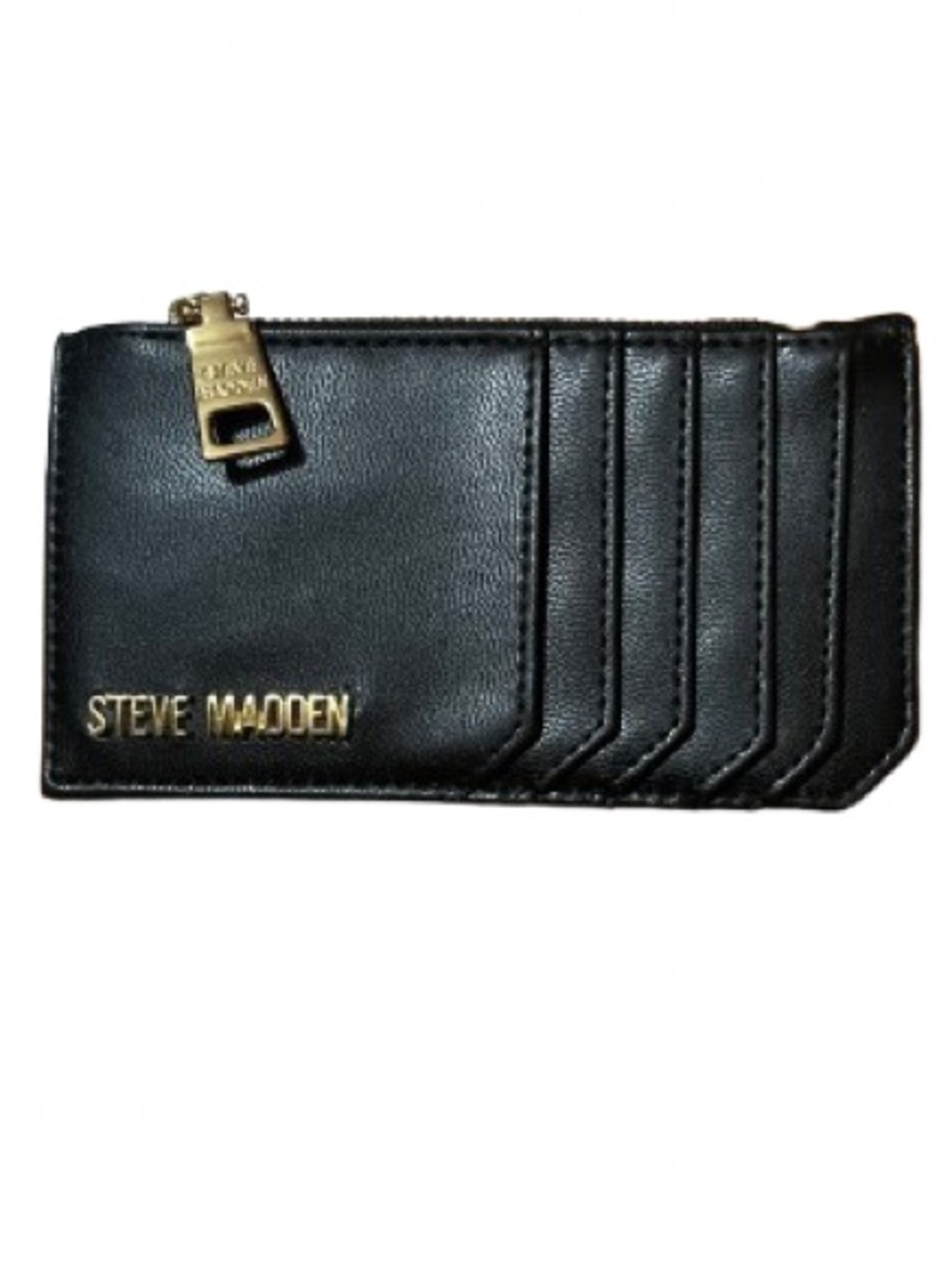 Steve Madden Black Card Case Wallet with Gold Hardware